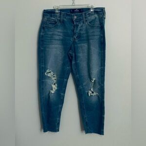 Hollister Distressed Button-Fly Cropped Jeans